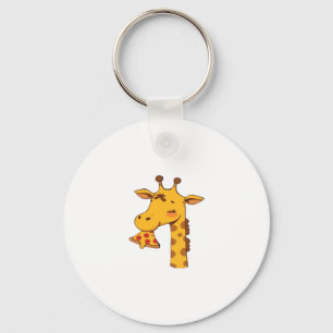 Giraffe pizza food hamburger cute happy birthday g key ring
