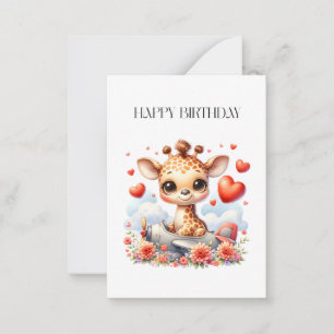 Giraffe Plane Birthday Card