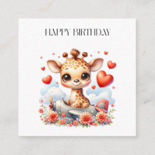 Giraffe Plane Birthday Enclosure Card