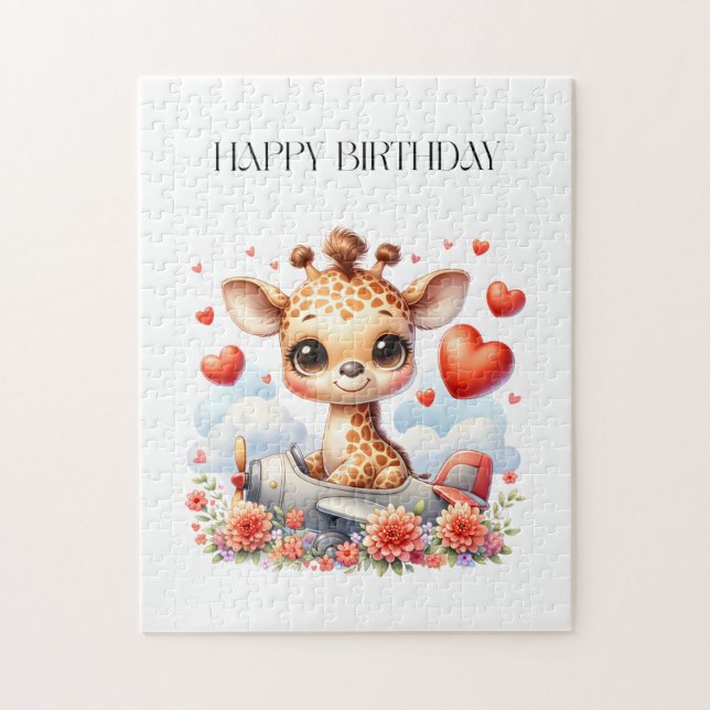 Giraffe Plane Birthday Jigsaw Puzzle (Vertical)