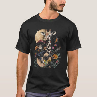 Giraffe Playing Guitar Cottagecore Aesthetic Full  T-Shirt