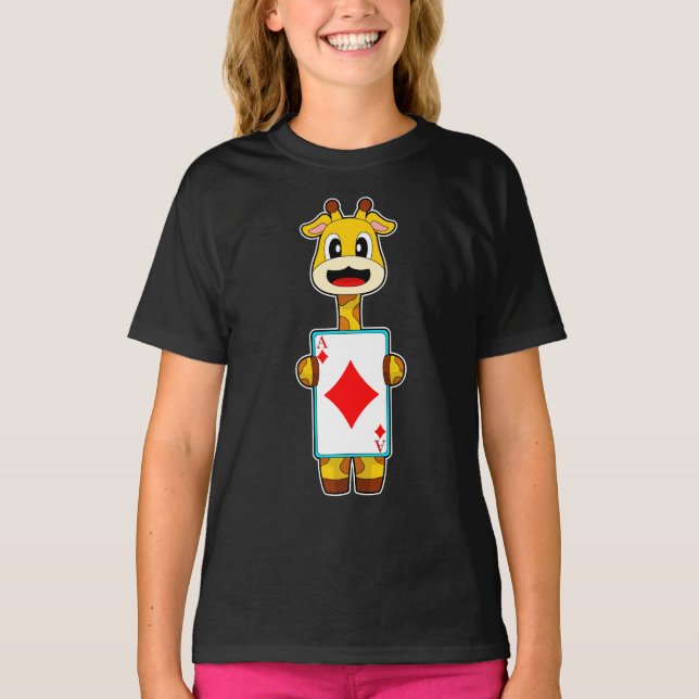 Giraffe Poker Poker cards T-Shirt (Front)