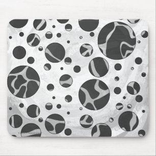 Giraffe Polka Dot Black and Light Gray Print Mouse Mat