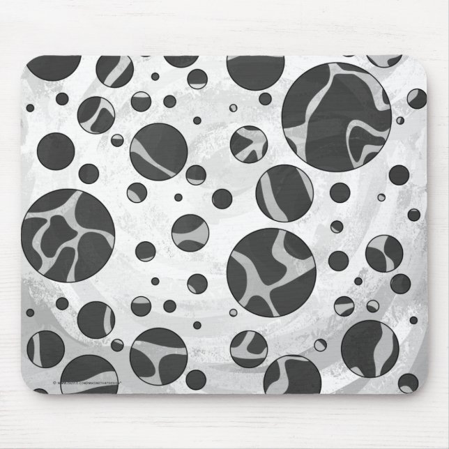Giraffe Polka Dot Black and Light Gray Print Mouse Mat (Front)