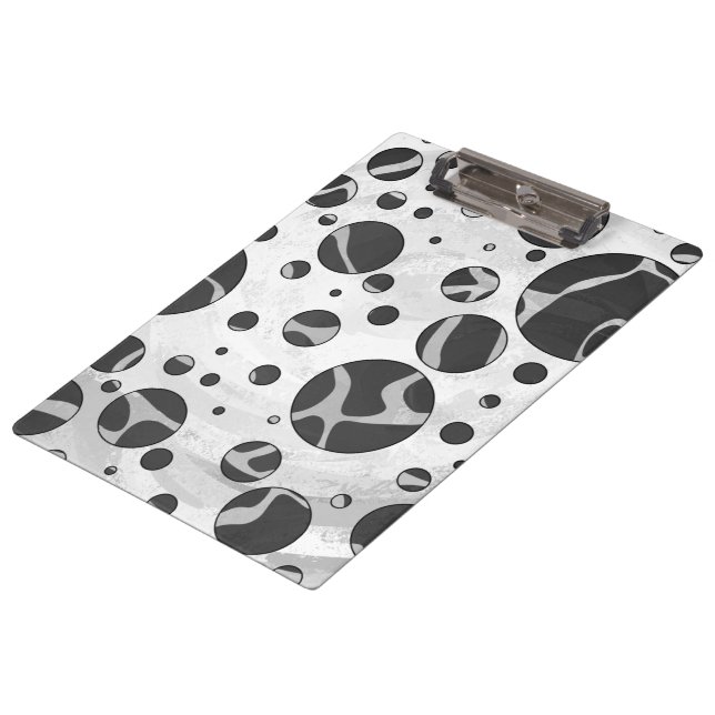 Giraffe Polka Dot Black and Light Grey Print Clipboard (Angled)