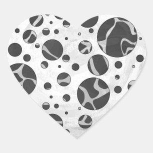Giraffe Polka Dot Black and Light Grey Print Heart Sticker