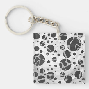 Giraffe Polka Dot Black and Light Grey Print Key Ring
