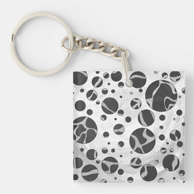 Giraffe Polka Dot Black and Light Grey Print Key Ring (Front)