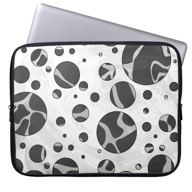 Giraffe Polka Dot Black and Light Grey Print Laptop Sleeve (Front)
