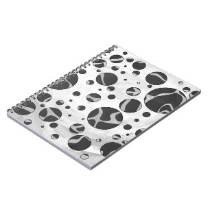 Giraffe Polka Dot Black and Light Grey Print Notebook