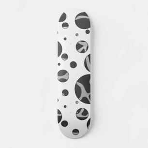 Giraffe Polka Dot Black and Light Grey Print Skateboard