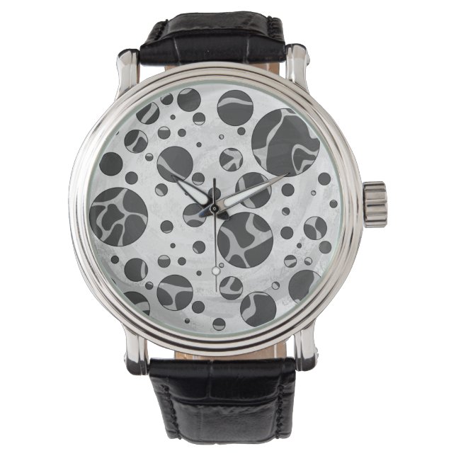 Giraffe Polka Dot Black and Light Grey Print Watch (Front)