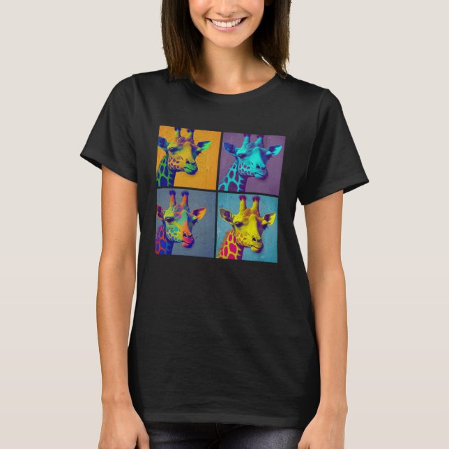Giraffe Pop Illustration Colorful Animal Women T-Shirt (Front)