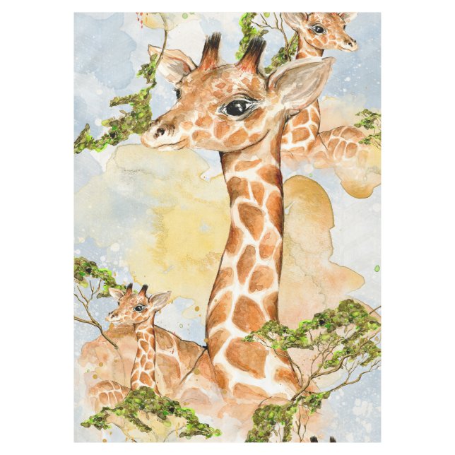 Giraffe Portrait Animal Picture Tablecloth (Front)