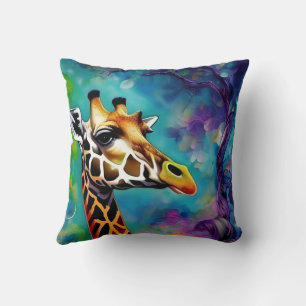 Giraffe Portrait Colourful Cushion
