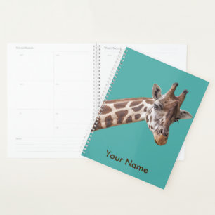 Giraffe Portrait Personalised Name Planner
