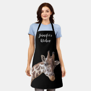 Giraffe Portrait Photo Personalised Name Apron