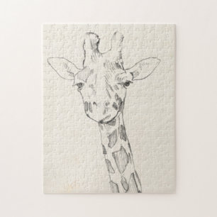 Giraffe Portrait Sketch Jigsaw Puzzle
