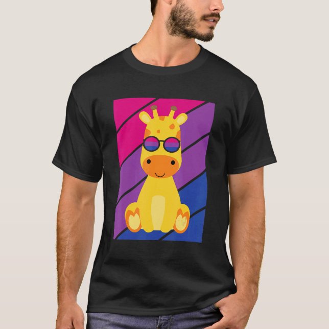Giraffe Pride Bisexual Flag LGBTQ Proud Ally Pride T-Shirt (Front)