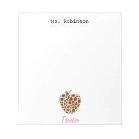 Giraffe Print Apple Teacher Notepad