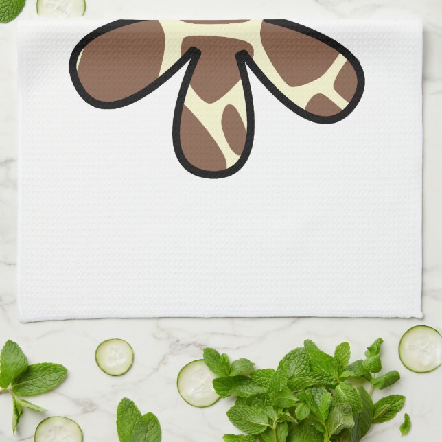 Giraffe Print, Brown Giraffe, Animal Print, Flower Tea Towel (Folded)