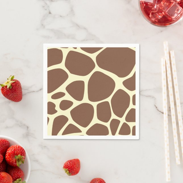 Giraffe Print, Brown Giraffe, Animal Print, Jungle Napkin (Insitu)