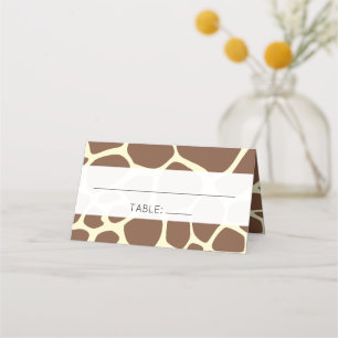 Giraffe Print, Brown Giraffe, Wild Animal, Wedding Place Card