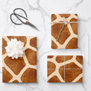 Giraffe Print Brown Tan Baby Shower Safari-Themed Wrapping Paper Sheet