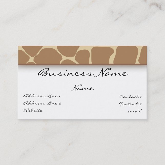 Giraffe Print Business Card (Front)