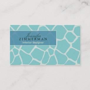 Giraffe Print Designer Business Card :: Aqua