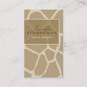 Giraffe Print Designer Business Card :: Beige