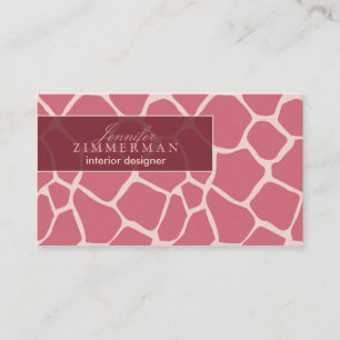 Giraffe Print Designer Business Card :: Pink
