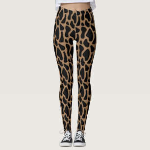 Giraffe Print Fashion Ladies Black and Mocha Leggings