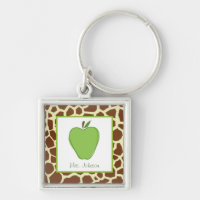 Giraffe Print Green Apple Personalised Teacher