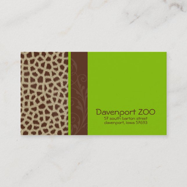 Giraffe Print [green] Business Cards (Front)