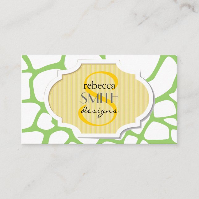Giraffe Print, Green Giraffe, Animal Print, Jungle Business Card (Front)