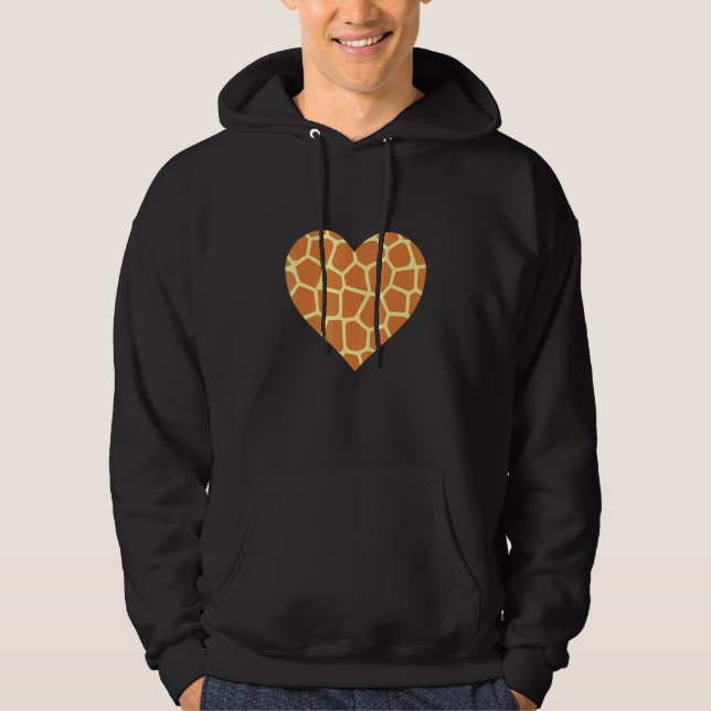 Giraffe Print Heart Pattern   Cute Giraffe Love Hoodie (Front)