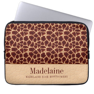Giraffe Print in Rich Brown and Tan Hues Laptop Sleeve