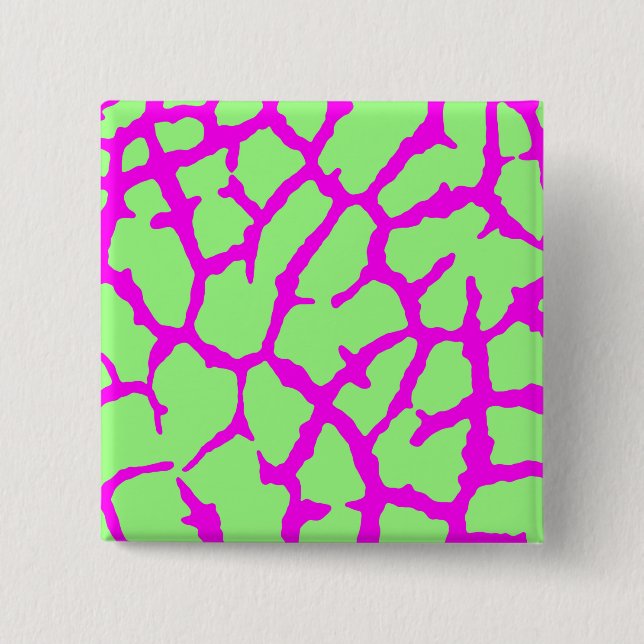 Giraffe Print Mint Fuchsia 15 Cm Square Badge (Front)
