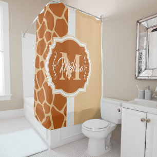 Giraffe Print Monogram Shower Curtain