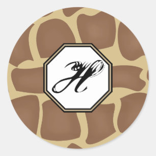 Giraffe Print Monogram Stickers
