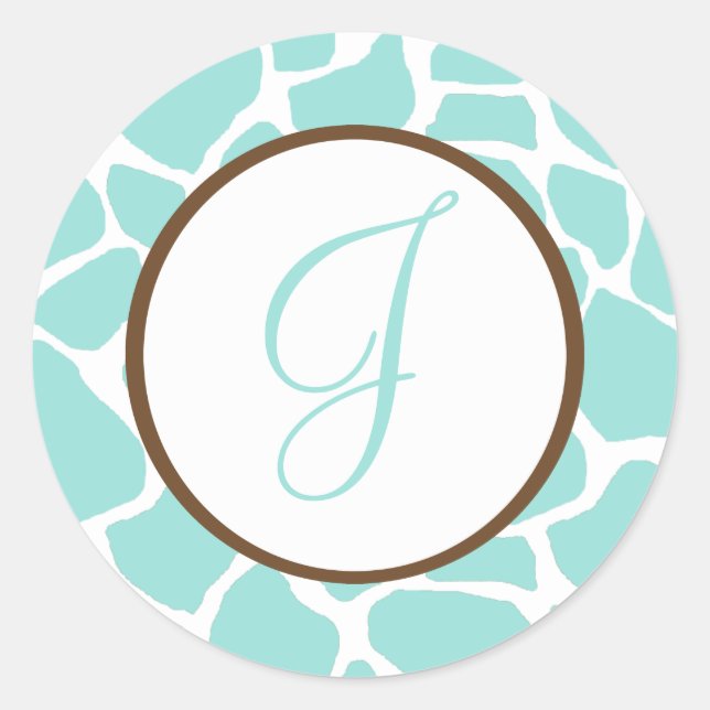 Giraffe Print Monogrammed Stickers (Front)