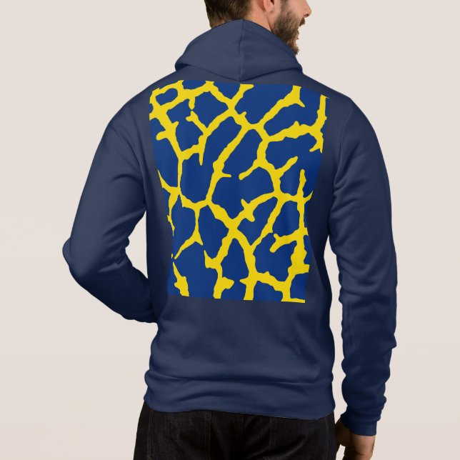 Giraffe Print Navy Yellow Hoodie (Back)