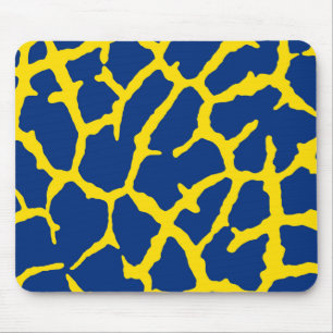 Giraffe Print Navy Yellow Mouse Mat