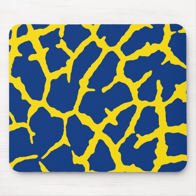 Giraffe Print Navy Yellow Mouse Mat (Front)