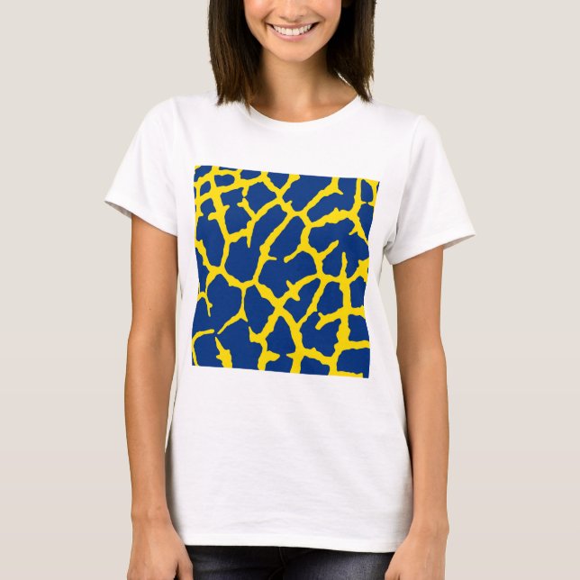 Giraffe Print Navy Yellow T-Shirt (Front)