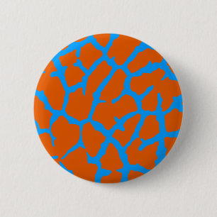 Giraffe Print Orange Cyan 6 Cm Round Badge