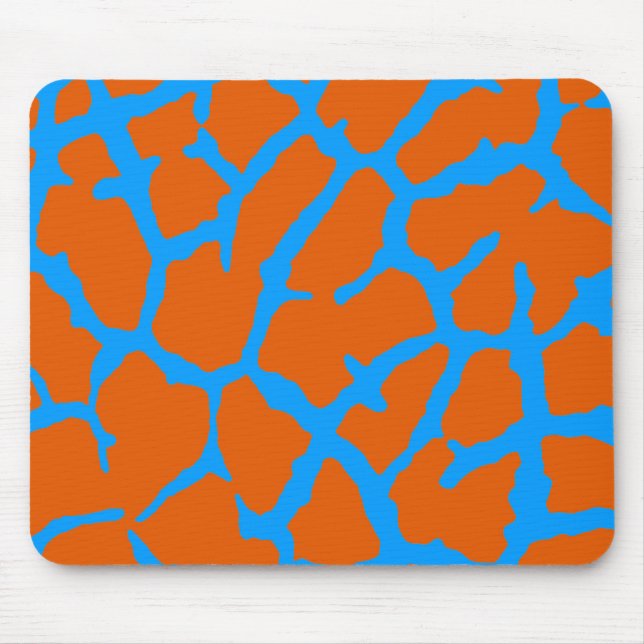 Giraffe Print Orange Cyan Mouse Mat (Front)
