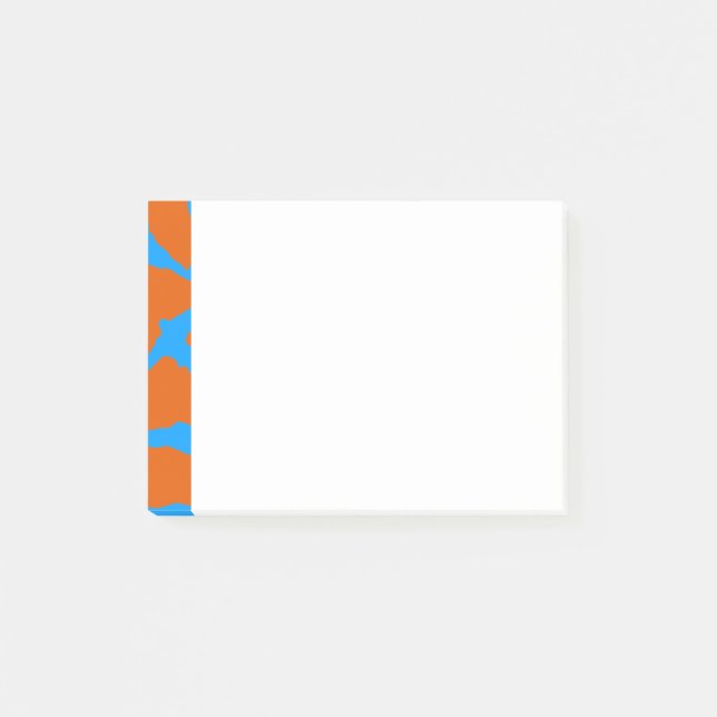 Giraffe Print Orange Cyan Post-it Notes (Front)