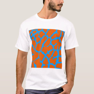 Giraffe Print Orange Cyan T-Shirt